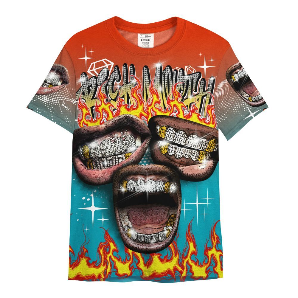 Shirt To Match Dunk Low KD 17 N7 - Rich Mouth Fire Rap Retro 90s All Over Print