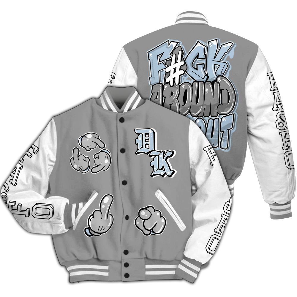 Varsity Jacket To Match Cool Grey 6s - F Around Find Out Graphic All Over Print