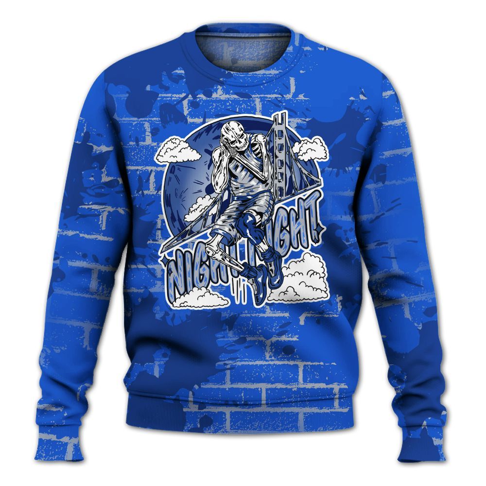 Sweatshirt To Match Air Foamposite One Royal - Seeya Skeleton Brick All Over Print