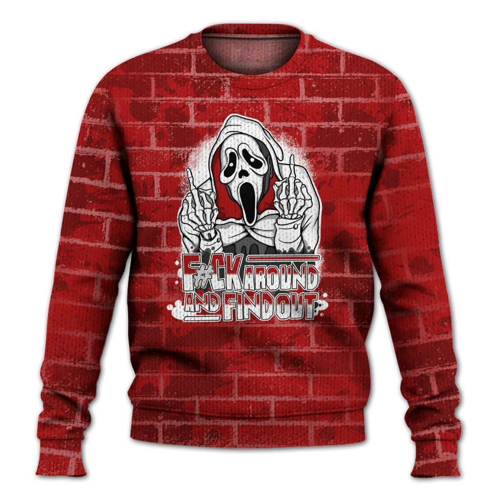 Knitted Sweater To Match Red Taxi 12s - F#CK And Find Out Graphic Halloween