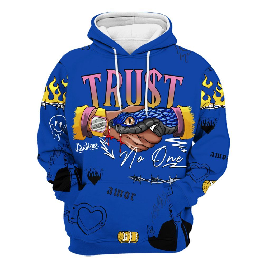 Hoodie To Match Brazil Racer Blue Yellow 3s - Snake Trust No One All Over Print