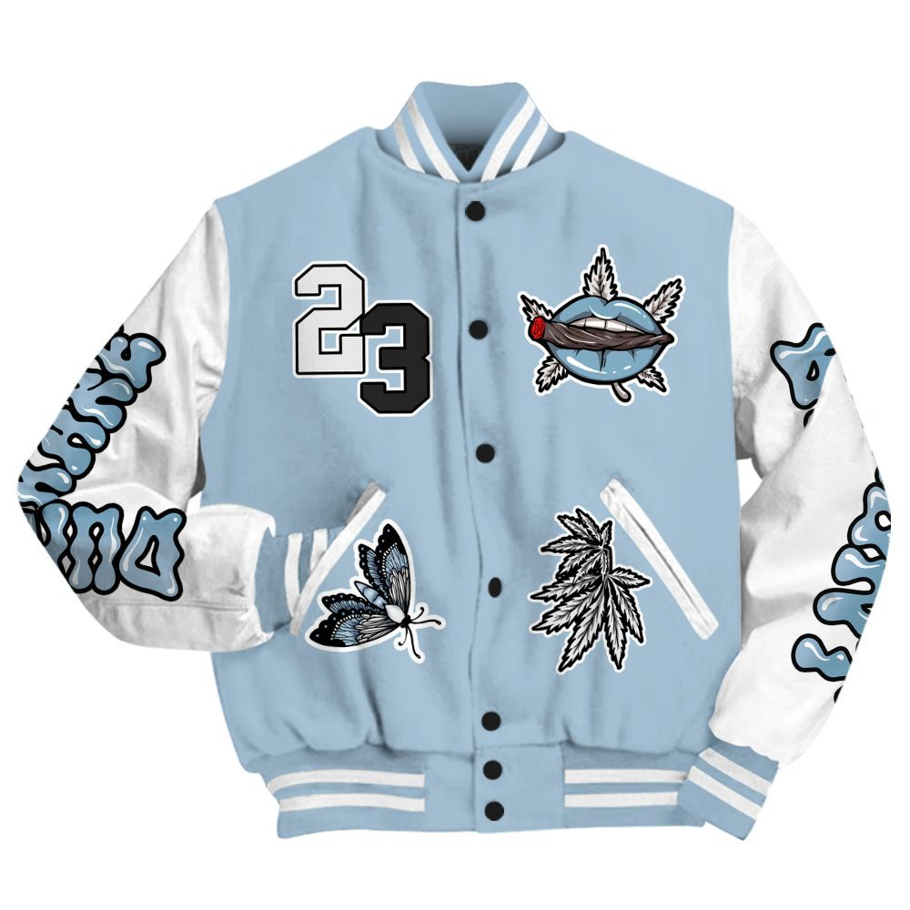 Varsity Jacket To Match Mid Ice Blue 1s - Bluntz Unique All Over Print