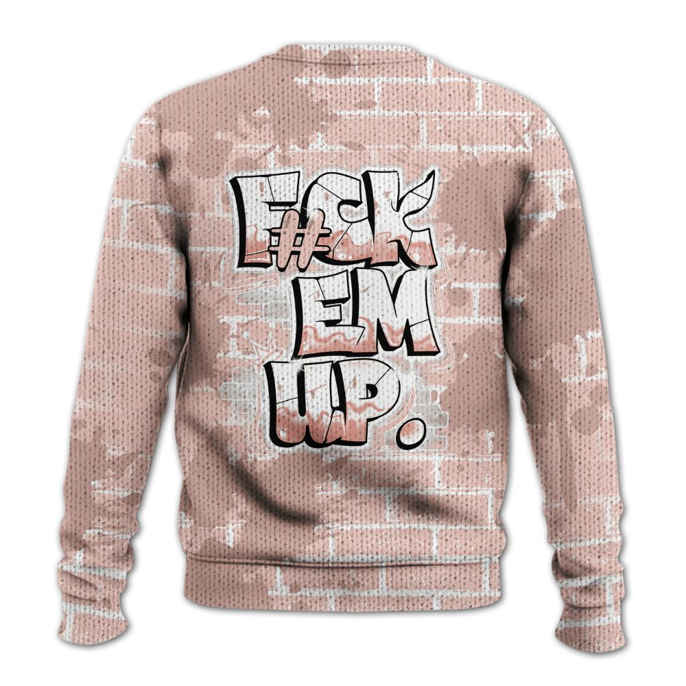 Knitted Sweater To Match Low Legend Pink 11s - F#ck Em Graphic Brick Art