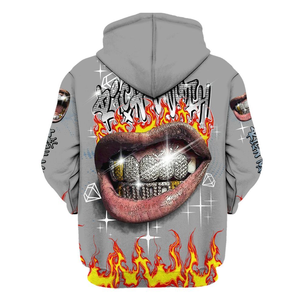 Hoodie To Match Black Chrome 6s - Rich Mouth Fire Rap Retro 90s All Over Print