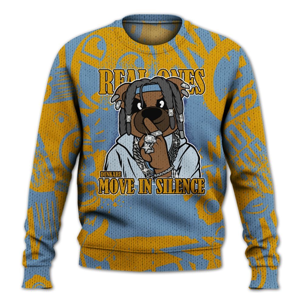 Knitted Sweater To Match High OG First In Flight 1s - Silent Achievers Bear Monogram Graffiti