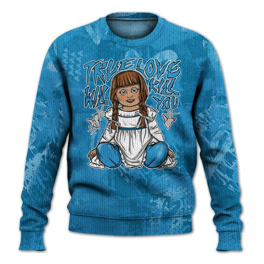 Knitted Sweater To Match Powder Blue 9s - Genuine Loves Bear Heart Grunge