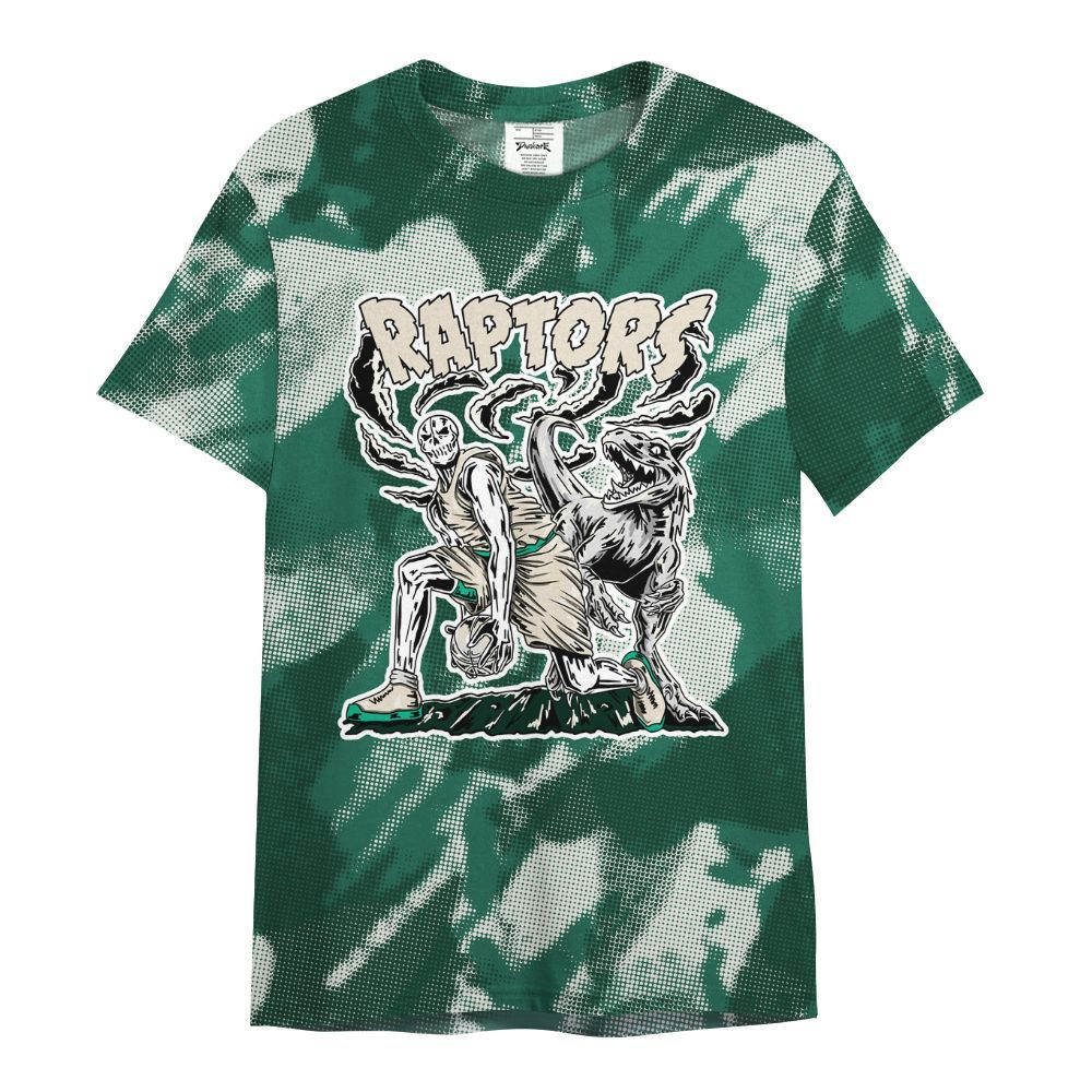 Shirt To Match Oxidized Green 4s - Raptors Skeleton Abstract Halftone All Over Print