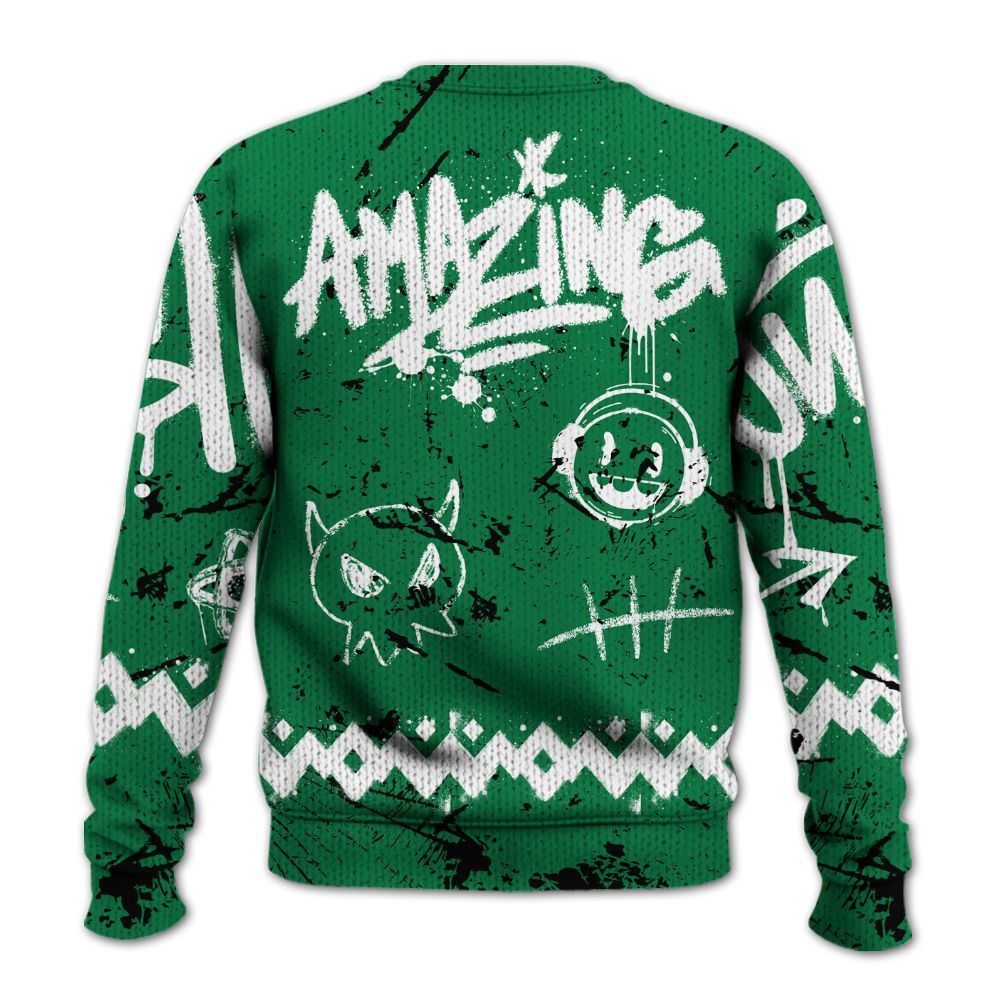 Knitted Sweater To Match Pine Green 13s - Friday Sneaker Crayon