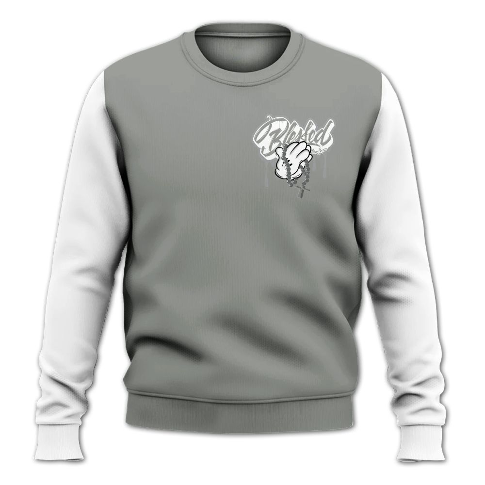 Sweatshirt To Match Paris Cement Grey 4s - Custom Name God Blessed Drip All Over Print