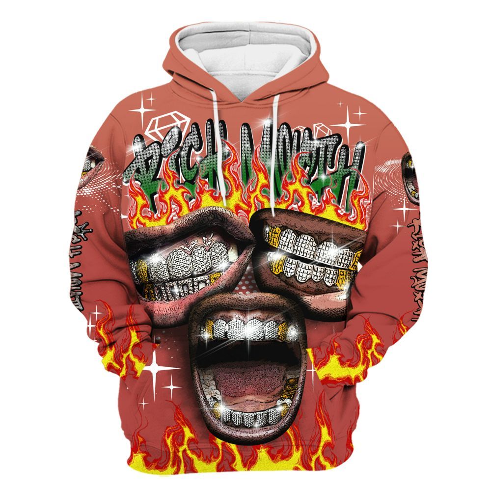 Hoodie To Match Dune Red 13s - Rich Mouth Fire Rap Retro 90s All Over Print