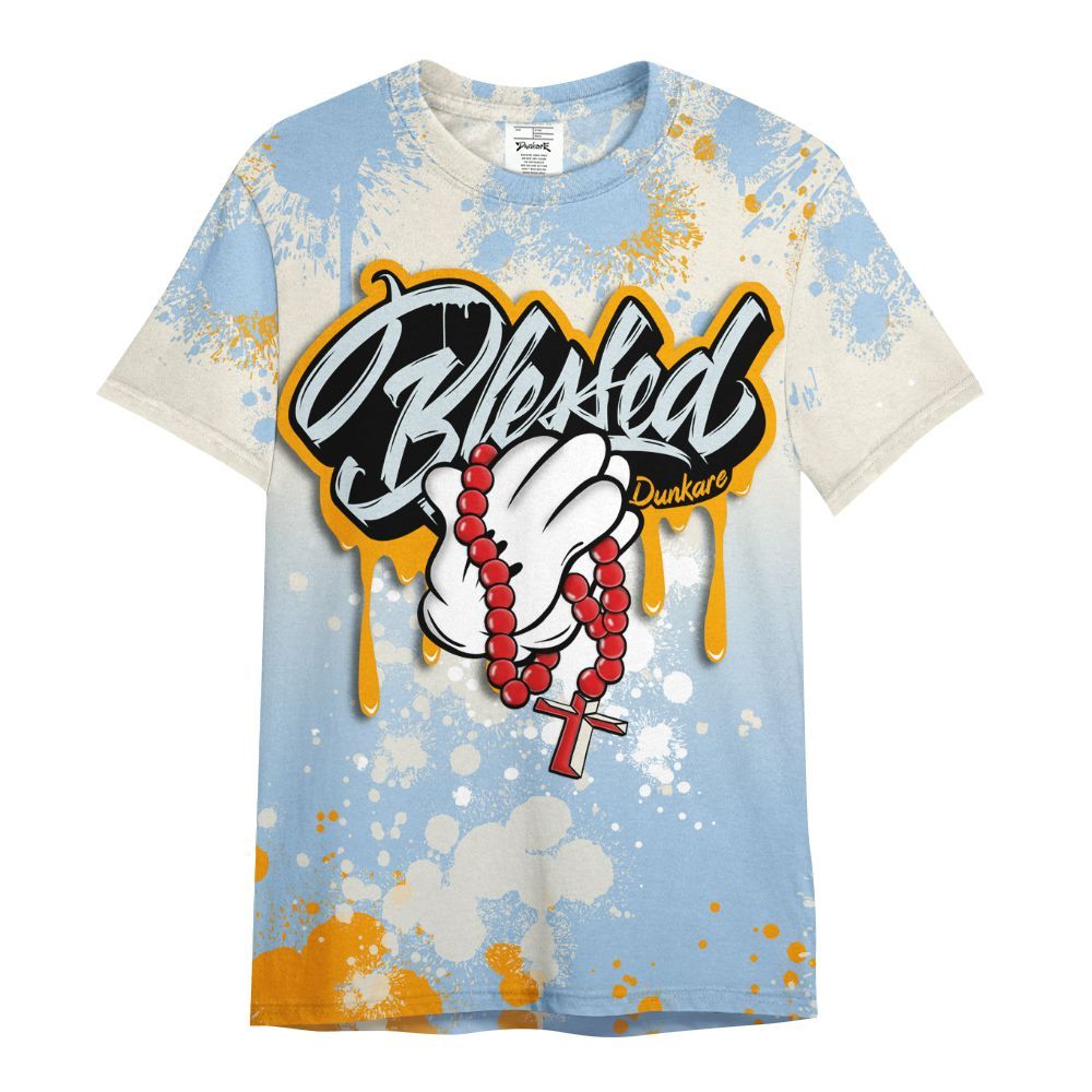 Shirt To Match Retro High OG Pale Ivory Psychic Blue 1s - God Blessed Ink Drip All Over Print
