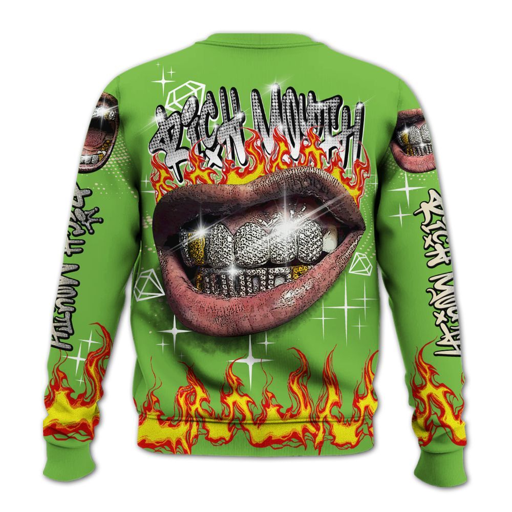 Sweatshirt To Match Air Max Waffle SP Action Green - Rich Mouth Fire Rap Retro 90s All Over Print