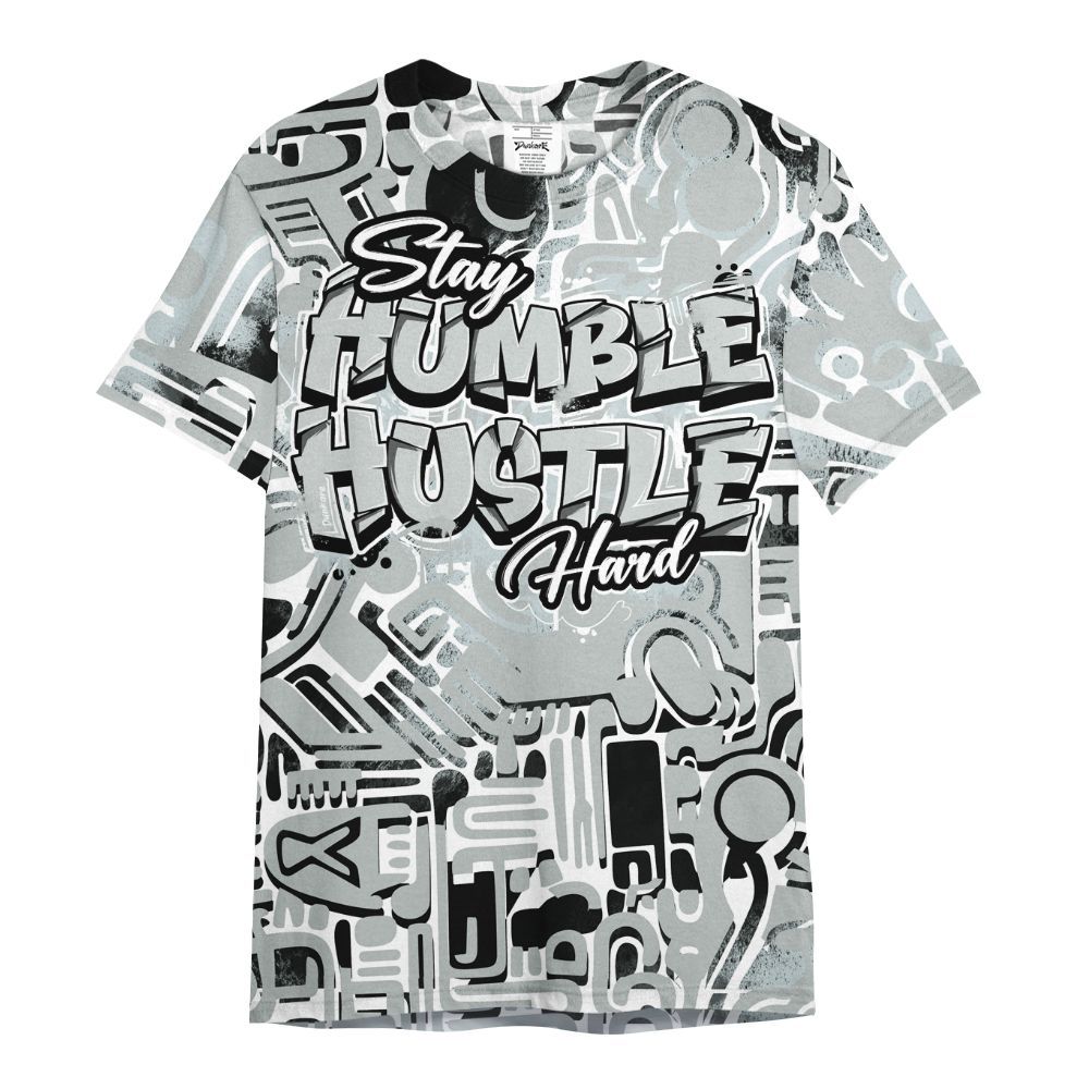 Shirt To Match Black Wolf Grey 12s - Humble Hustle Doodle Retro All Over Print