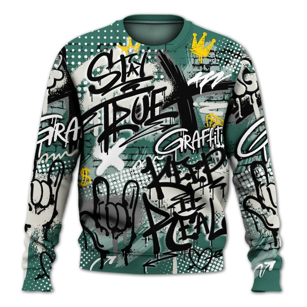 Sweatshirt To Match RM Oxidized Green 4s - True It Real Graffiti Streetwear All Over Print