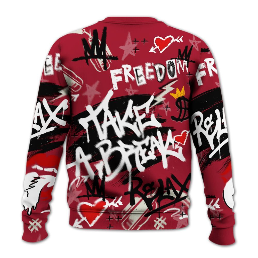 Sweatshirt To Match High OG Black Toe Reimagined 1s - Take Break Freedom Graffiti Streetwear All Over Print