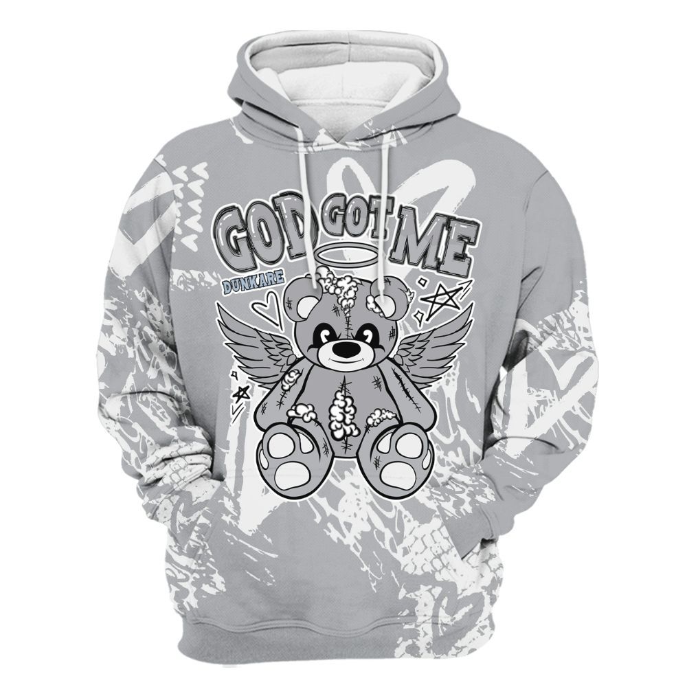 Hoodie To Match Low OG Wolf Grey 1s - Gods Guides Me Bear Heart Grunge All Over Print