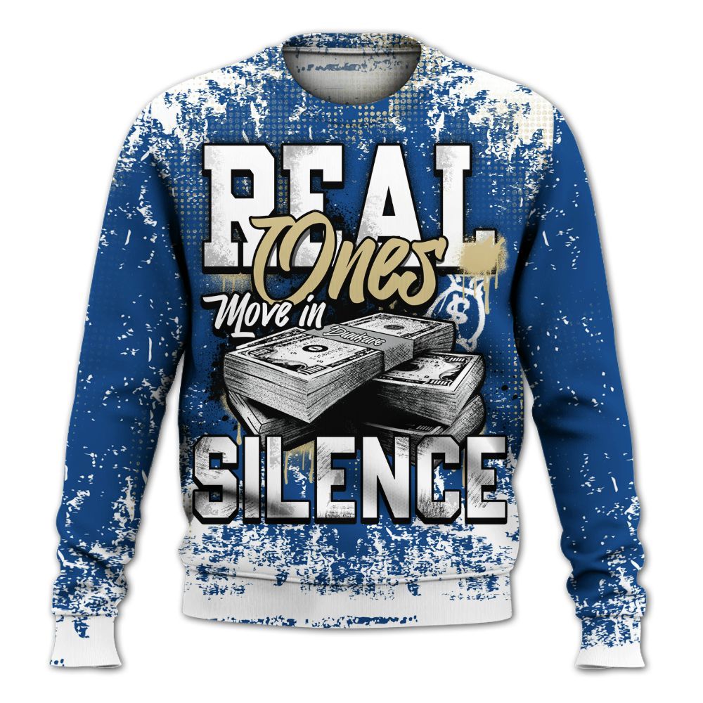 Sweatshirt To Match Air Ship Royal Blue - Move In Silence Money Street Retro All Over Print