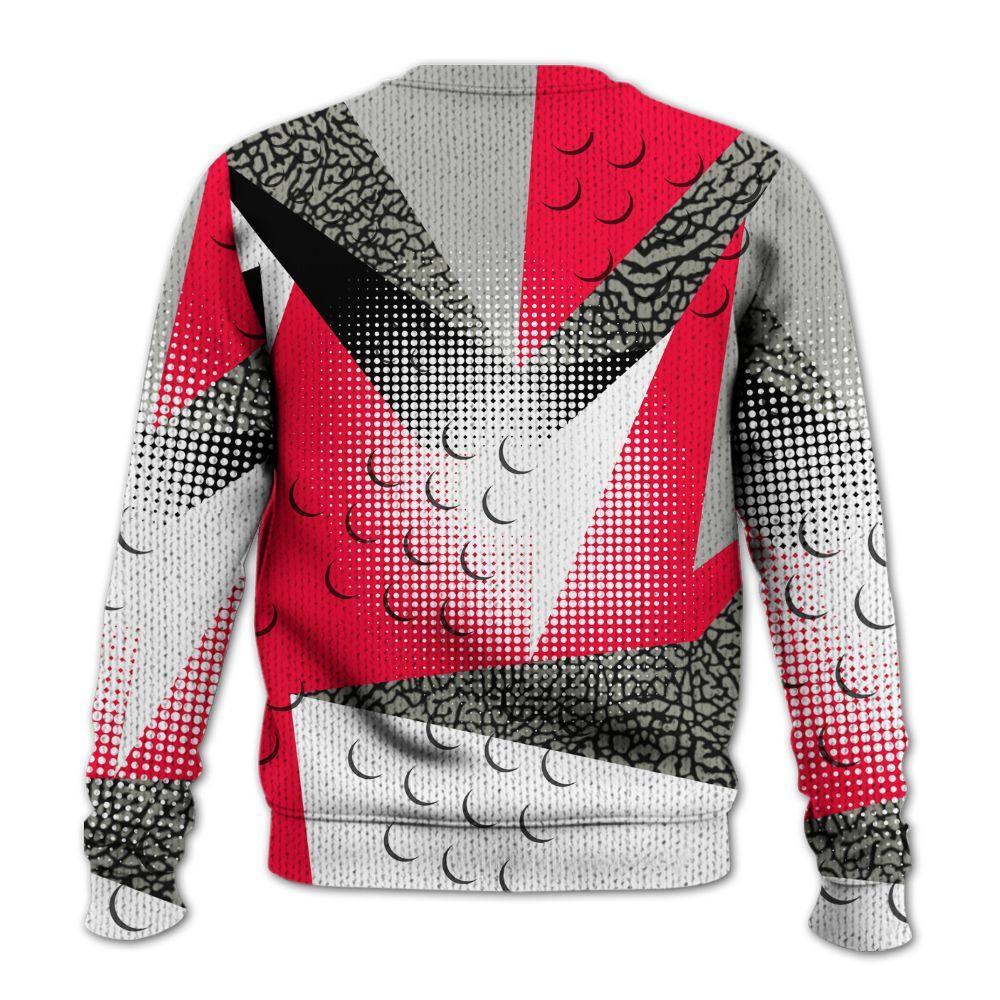 Knitted Sweater To Match Retro Fire Red 3s - Poly Custom Name Number 23 5s