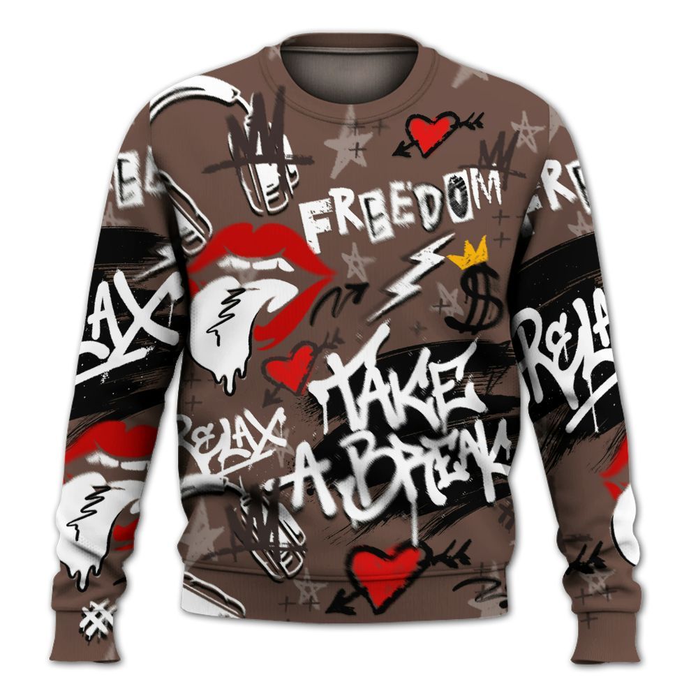 Sweatshirt To Match Air Force 1 Low Escape - Take Break Freedom Graffiti Streetwear All Over Print