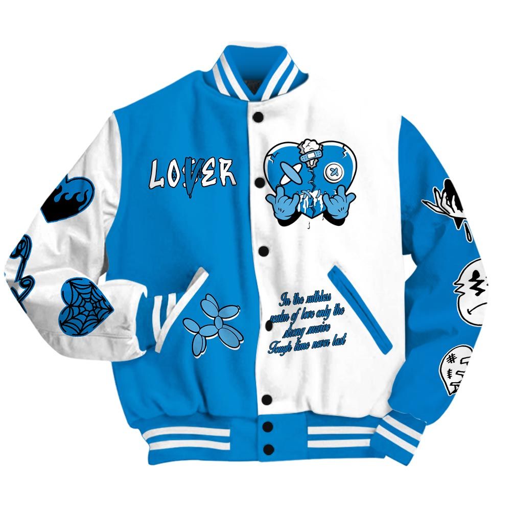 Varsity Jacket To Match Industrial Blue 4s - Loser Lover Heart F Ck Love Military Blue 4s Baseball Varsity Jacket Outfit Unisex