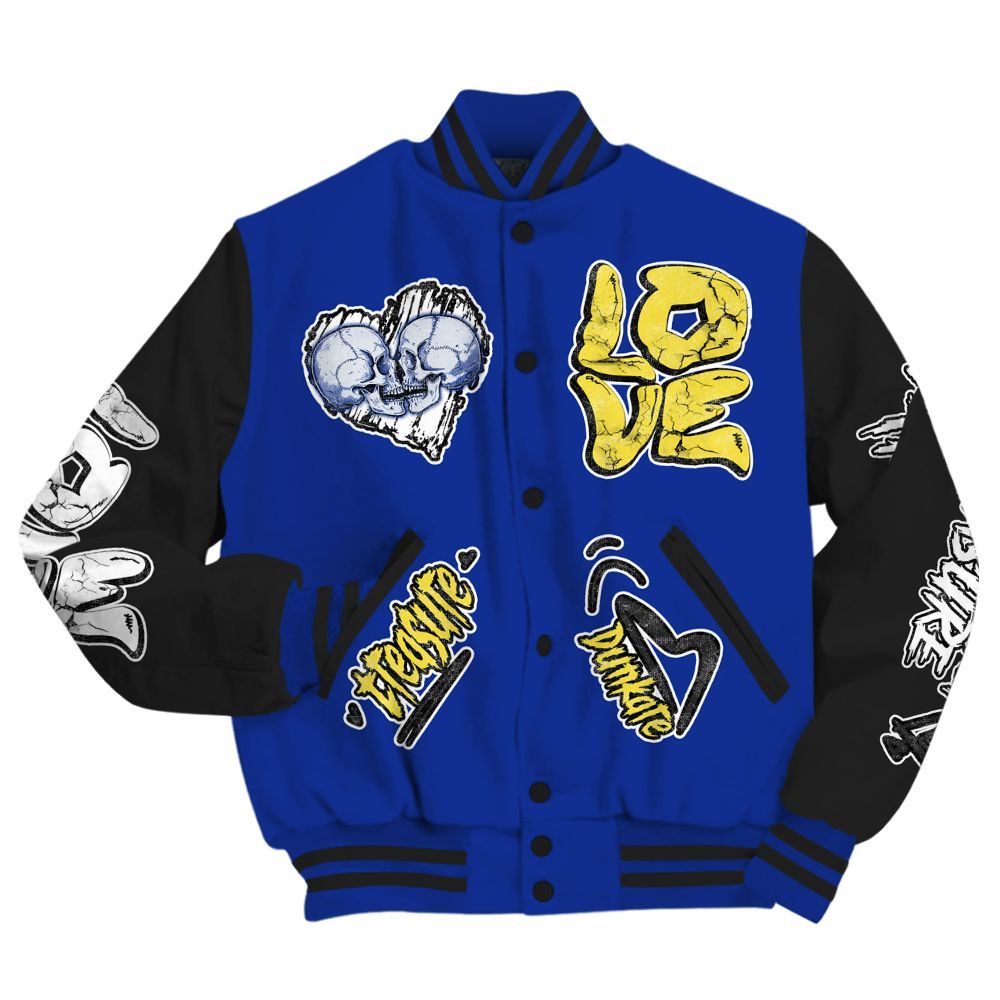Varsity Jacket To Match Laney 14s - Skull Bear All Over Print