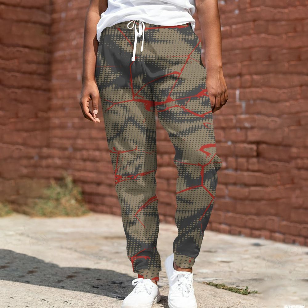Sweatpant To Match Olive 9s - Crack Graphic All Over Print