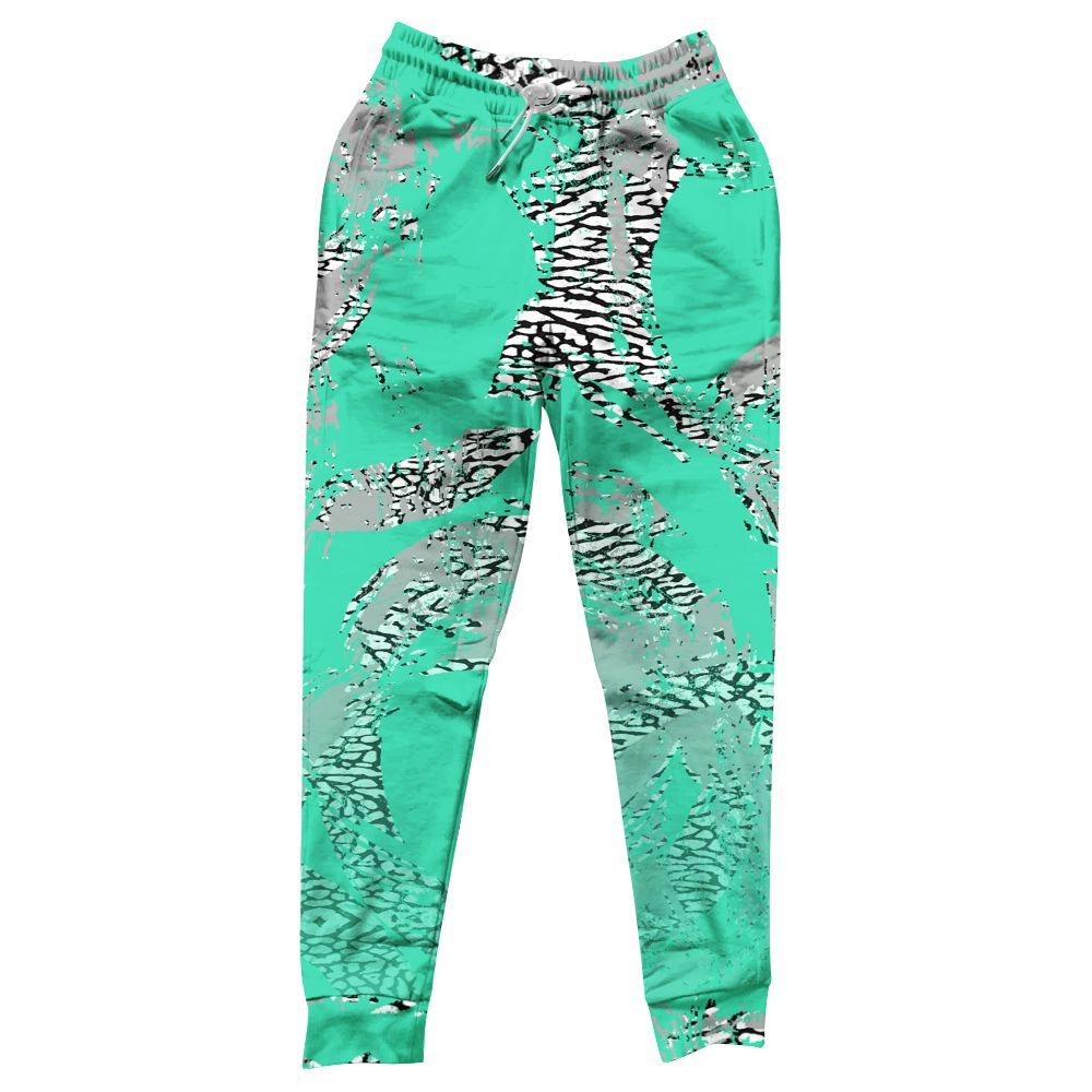 Sweatpant To Match Black Green Glow 3s - Circle Slpash All Over Print