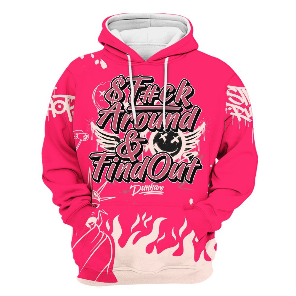 Hoodie To Match A'One Hyper Pink Shirt, Graphic Fck Around Find Out All Over Print