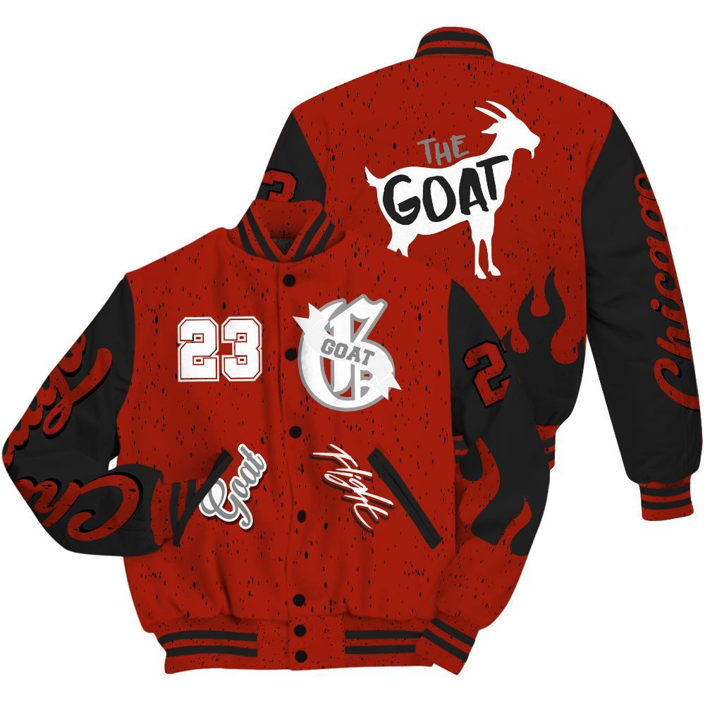 Varsity Jacket To Match Red Cement 4s - The G.O.A.T Flight Streetwear All Over Print