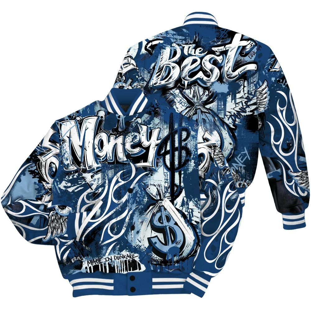 Varsity Jacket To Match High OG Midnight Navy 1s Shirt, The Best Money All Over Print
