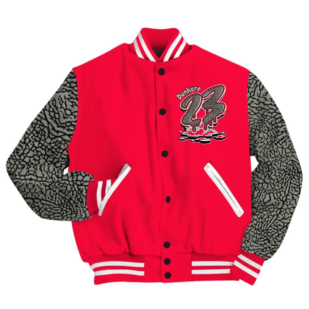 Varsity Jacket To Match Retro Fire Red 3s - Custom Name 23 Drip All Over Print