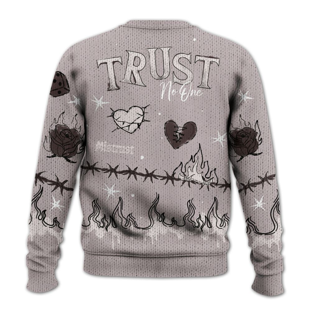 Sweater To Match AMM Air Smokey Mauve 6s - Trust No One Snake-Bite Doodle Crayon Graphic