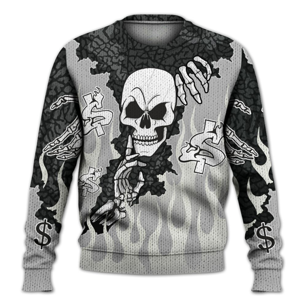 Sweater To Match Cement Grey Silver 3s - Ones Move In Silence Graphic