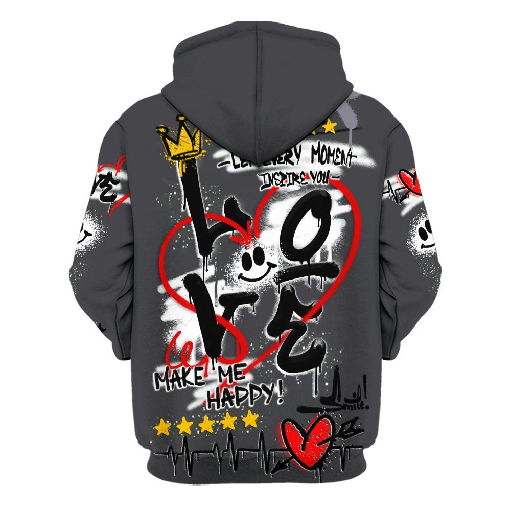 Hoodie To Match Fear 4s - Happy Love Beats Graffiti Streetwear All Over Print