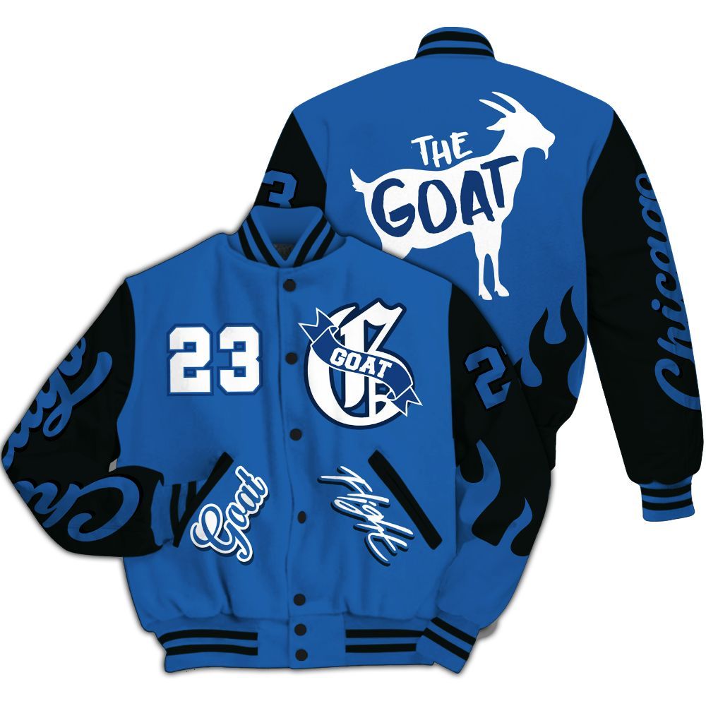Varsity Jacket To Match Brave Blue 13s - The G.O.A.T Flight Streetwear All Over Print