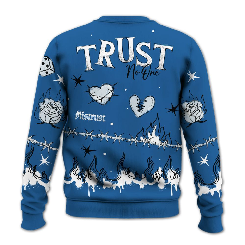 Sweatshirt To Match French Blue 13s - Trust No One Snake-Bite Doodle Crayon All Over Print