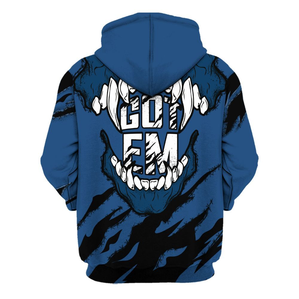 Hoodie To Match High OG Midnight Navy 1s - GOT 'EM Skeleton Scratch All Over Print