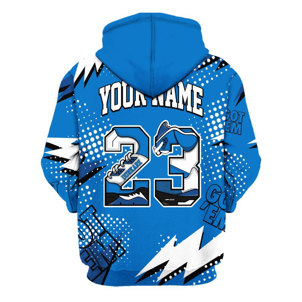 Hoodie To Match Blueberry 12s - Custom Name Number 23 5s All Over Print