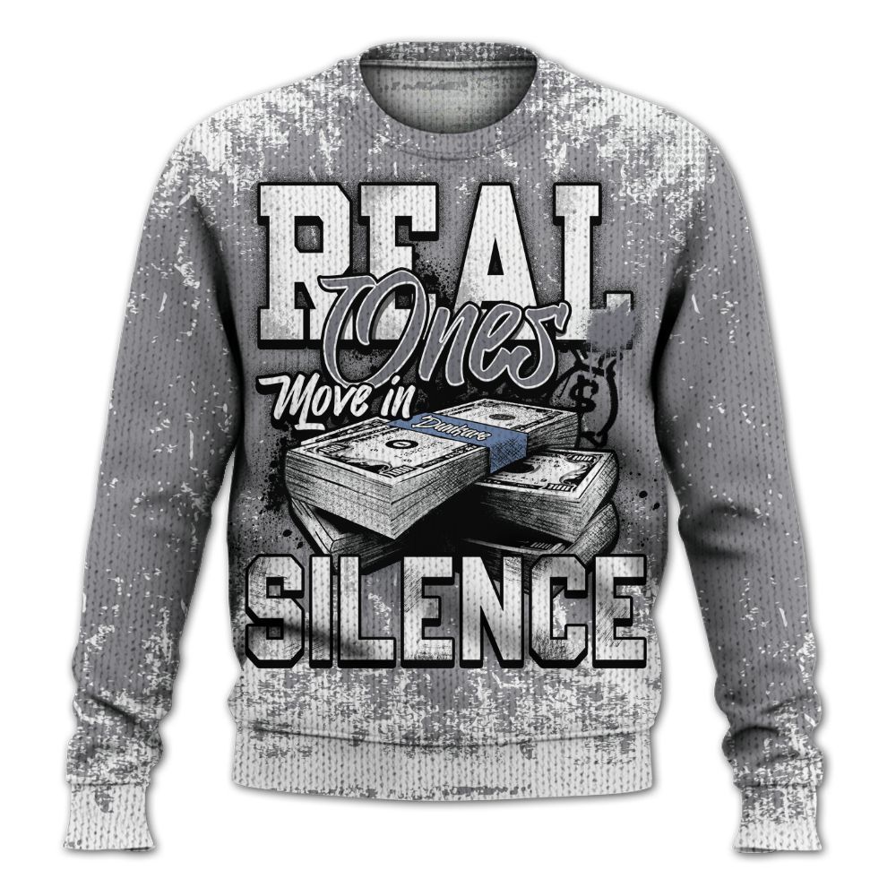 Knitted Sweater To Match Cement Grey 11s - Move In Silence Money Street Retro
