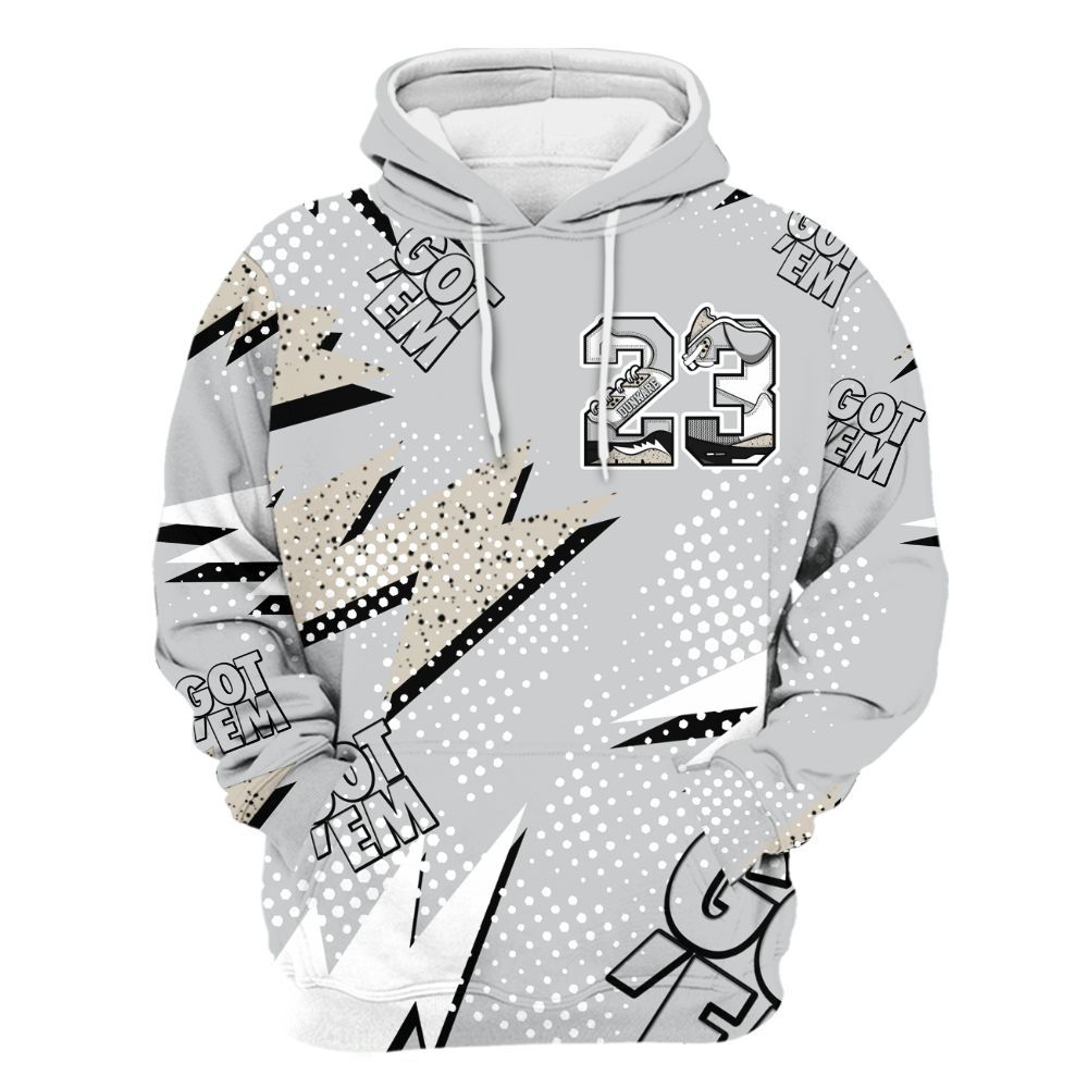 Hoodie To Match Metallic Silver 2024 5s - Custom Name Number 23 5s All Over Print
