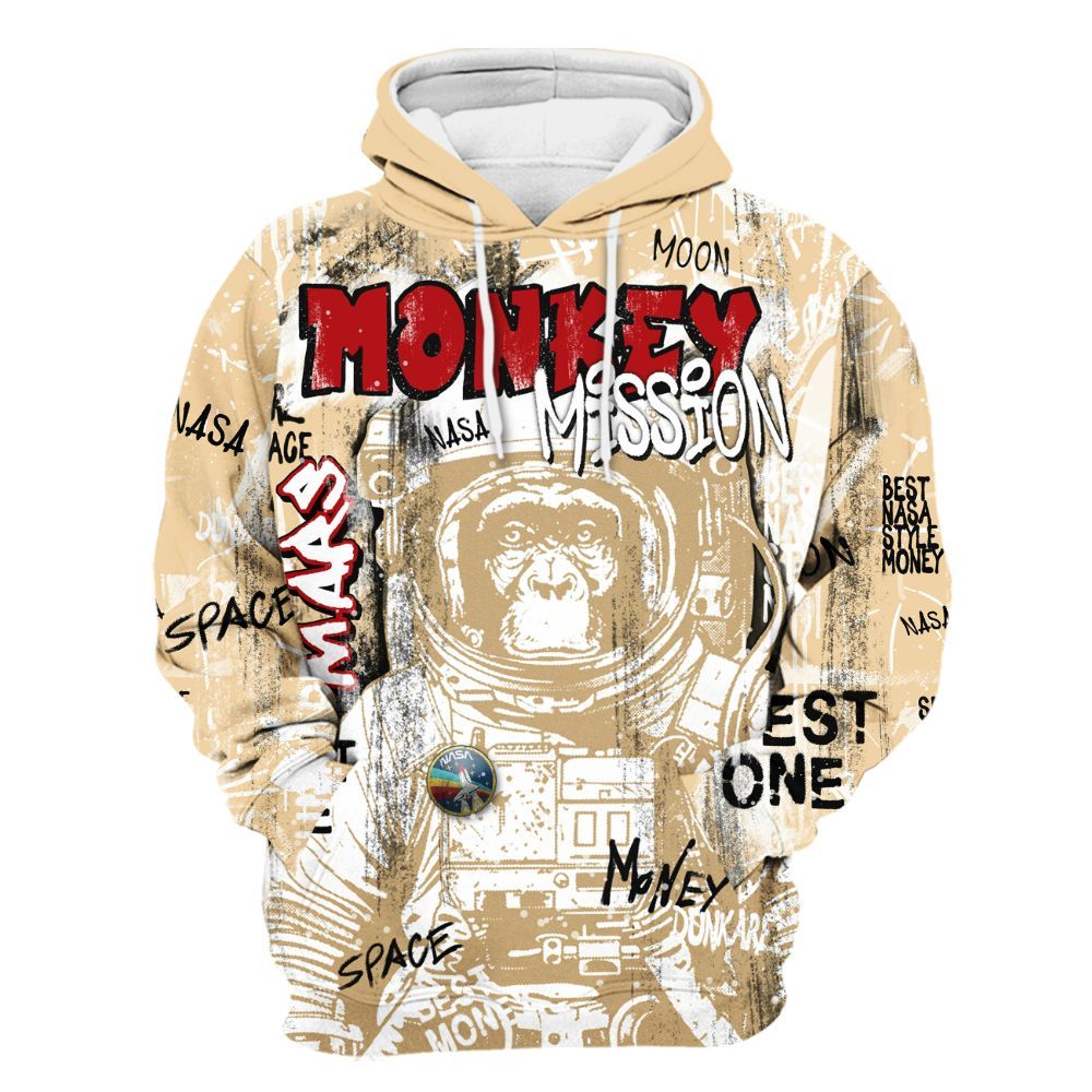 Hoodie To Match Dunk Low Strawberry Waffle - Monkey Misson Space All Over Print