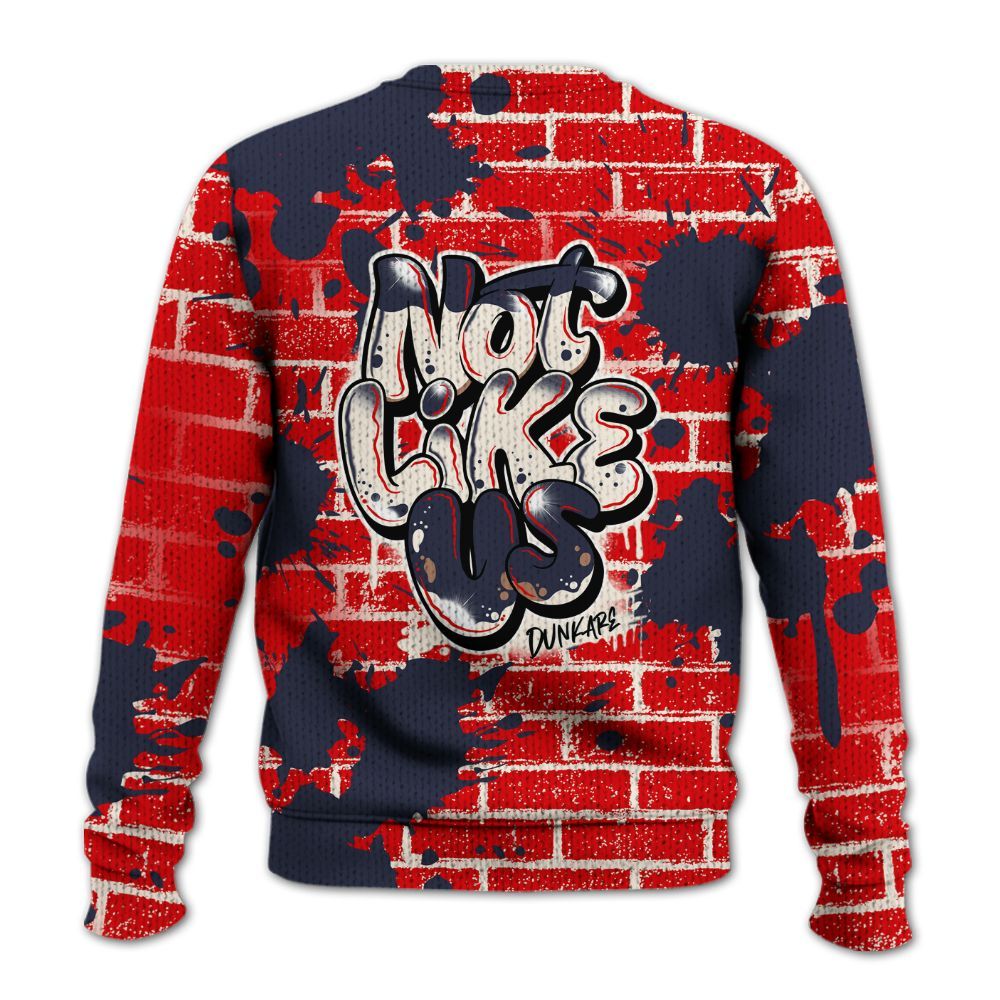 Knitted Sweater To Match Low OG Howard University 1s - None Like Us Graphic Brick Art