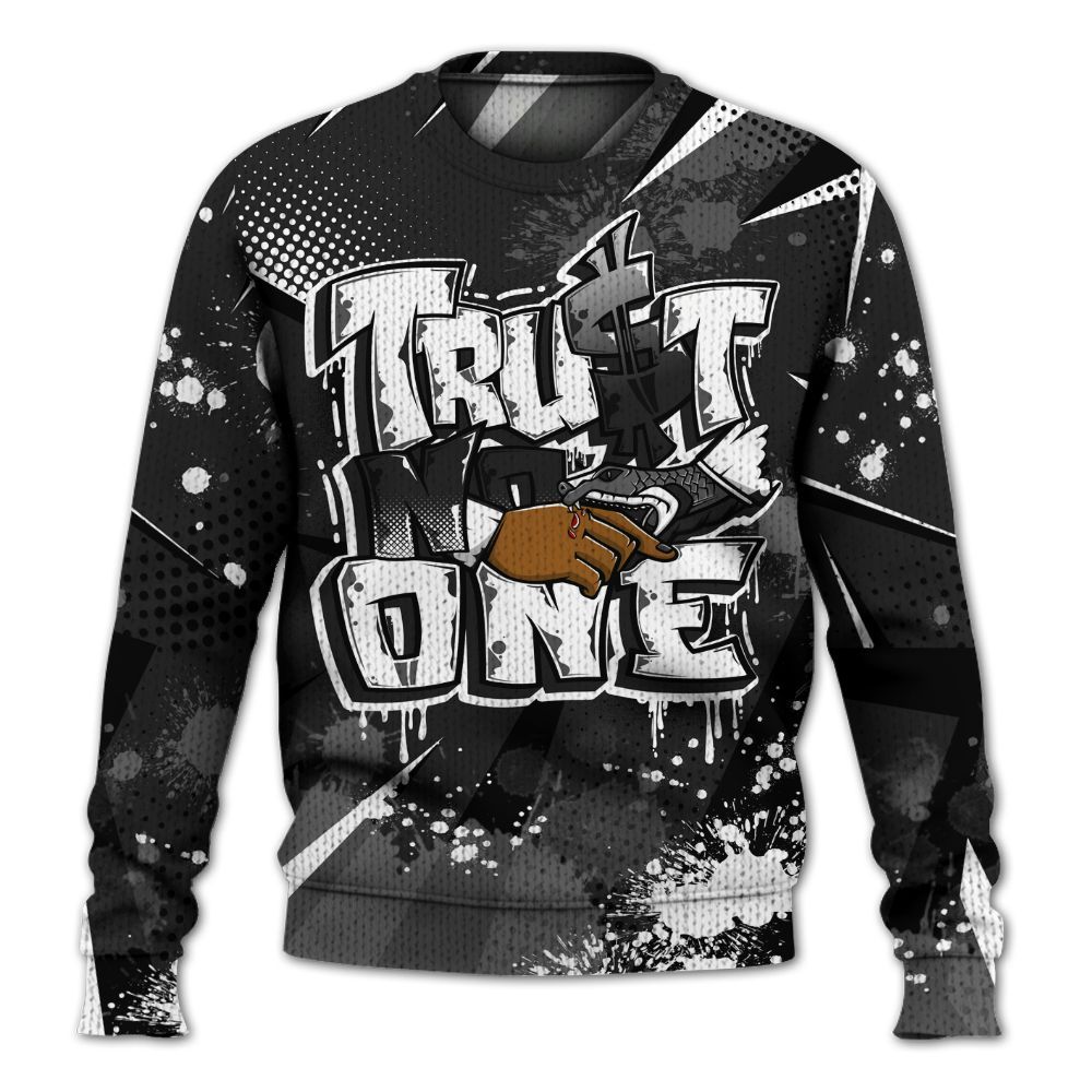 Knitted Sweater To Match Black Cat NET 4s - Poly Trust No One Dripping