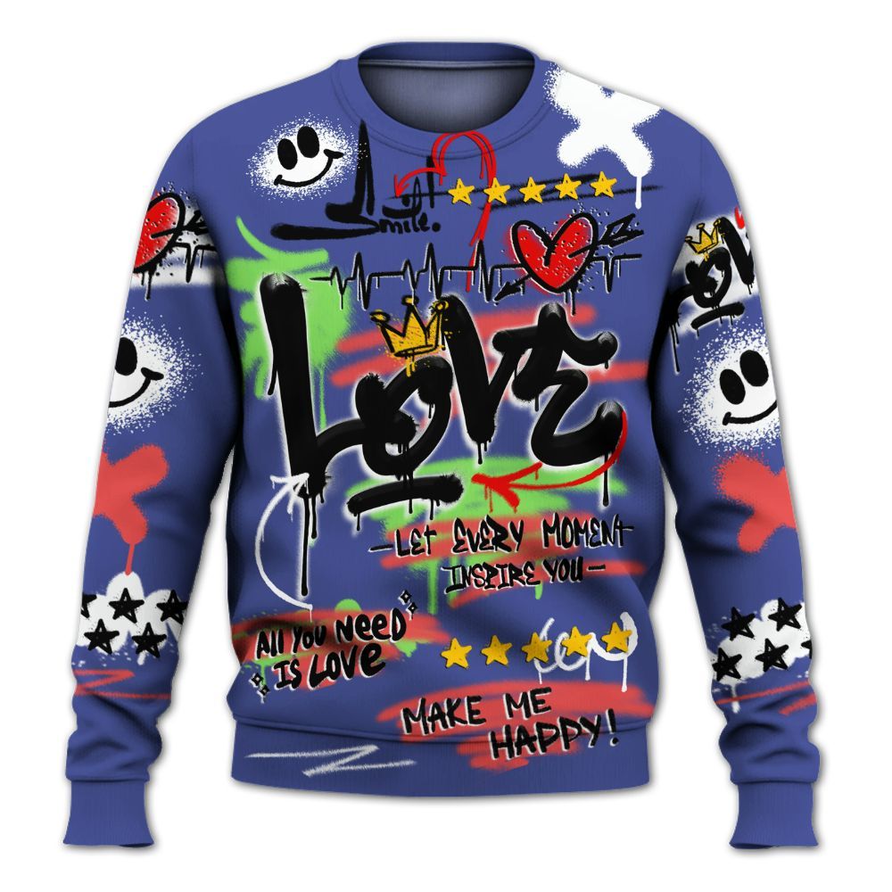 Sweatshirt To Match KD 4 Nerf - Happy Love Beats Graffiti Streetwear All Over Print