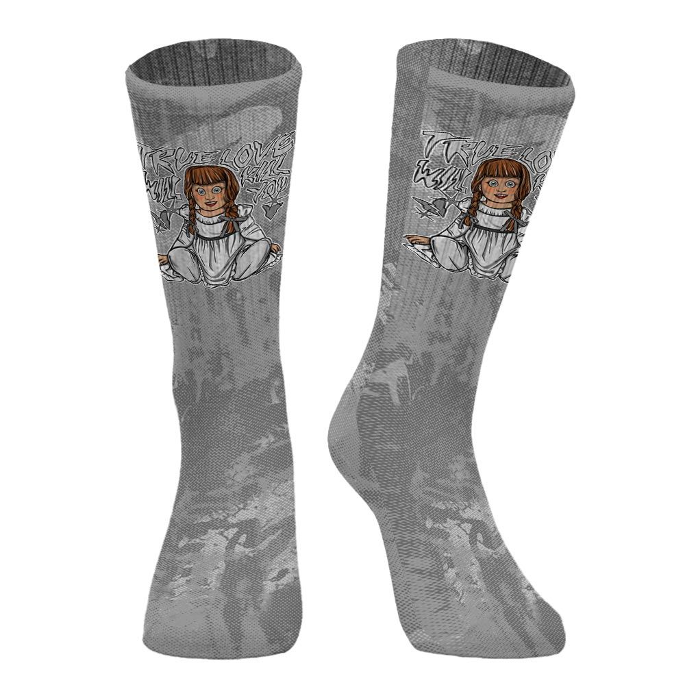 Sock To Match Black Wolf Grey 12s - Genuine Loves Bear Halloween Heart Grunge