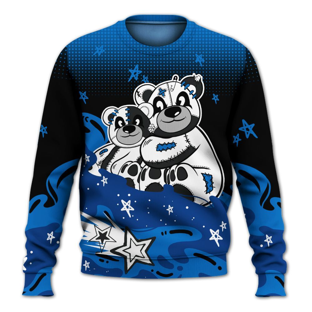 Sweatshirt To Match Blueberry 12s - Sincere Fondness Bear Stars All Over Print
