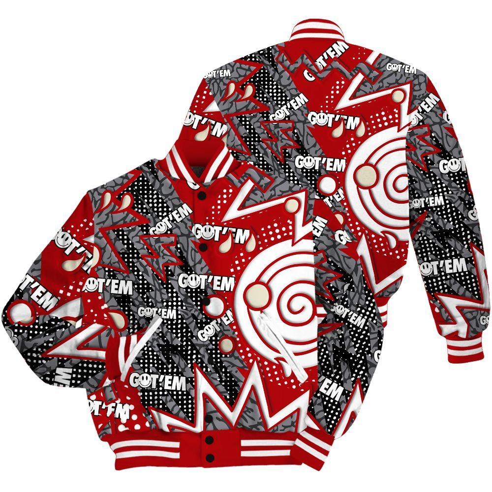 Varsity Jacket To Match Cement Grey 3s - Retro Vintage 90s All Over Print