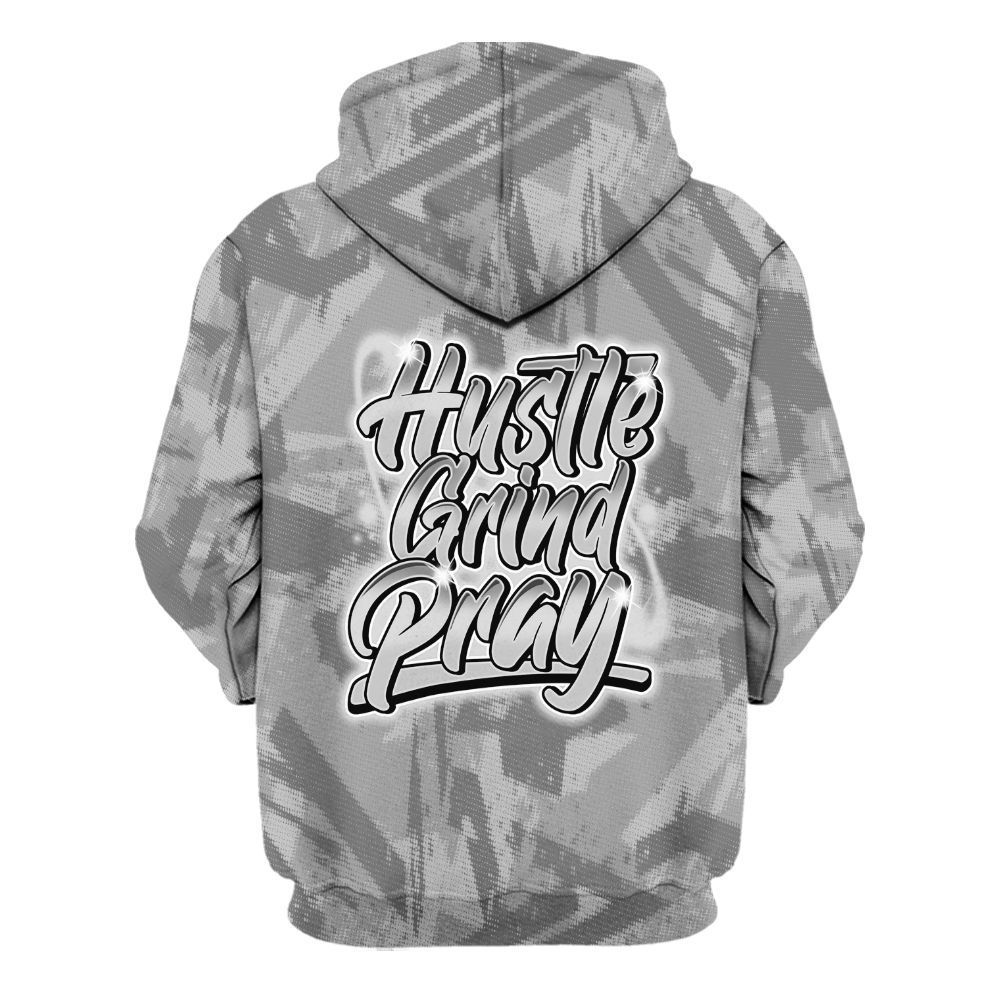 Hoodie To Match Black Wolf Grey 12s - Hustles And Prayer Graphic Halftone All Over Print