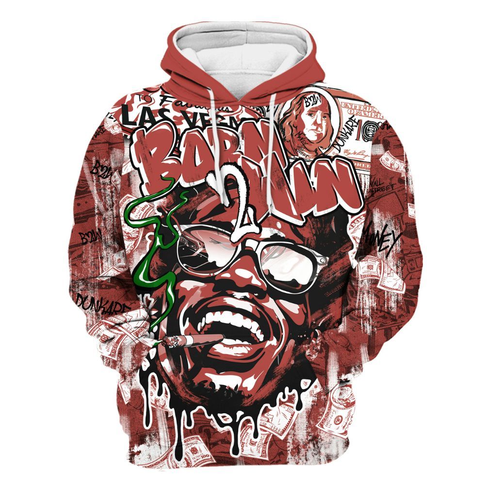 Hoodie To Match Dune Red 13s - Born To Win Money All Over Print