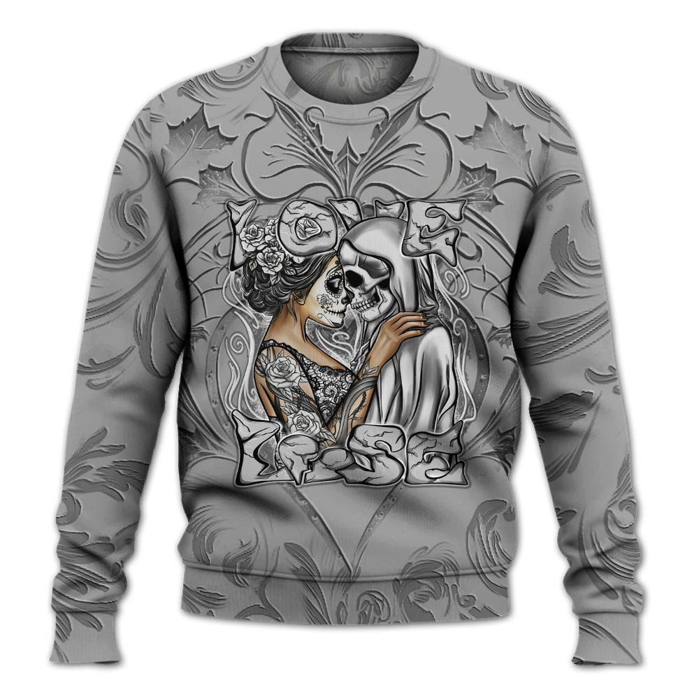 Sweatshirt To Match Black Wolf Grey 12s - Loves Lose Gothic All Over Print